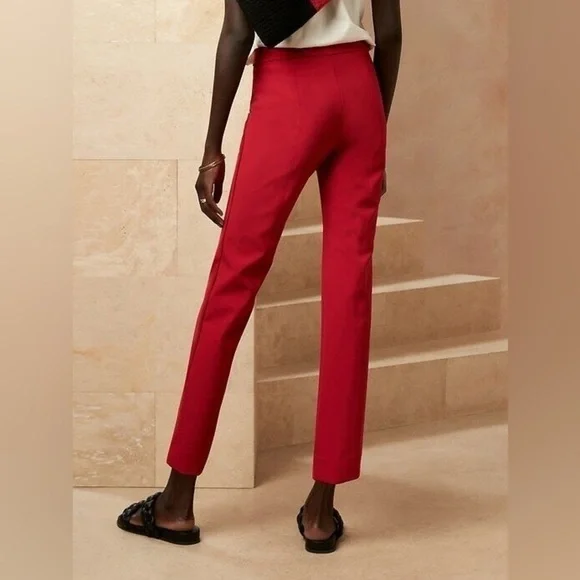 Banana Republic high rise red SLIM SCULPTWEAVE PANT size 4